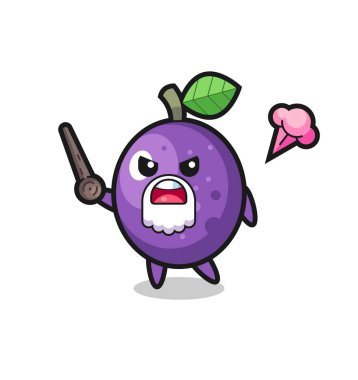 Şirin çarkıfelek meyvesi dedem sinirlenmeye başladı. Tişört, çıkartma, logo için şirin bir tasarım.