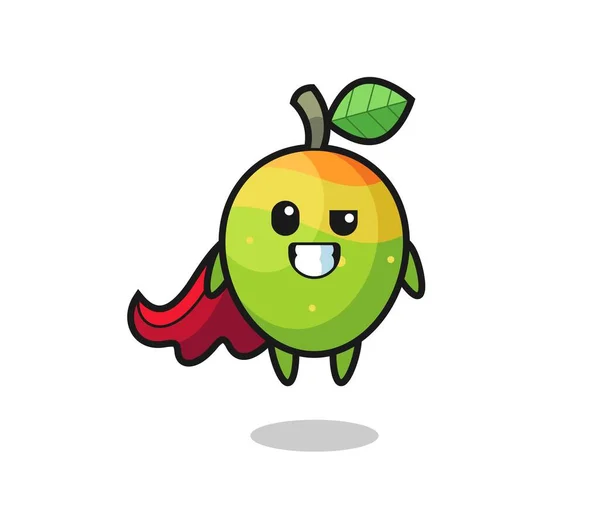 Cute Postać Mango Jako Latający Superbohater Ładny Styl Projekt Koszuli — Wektor stockowy
