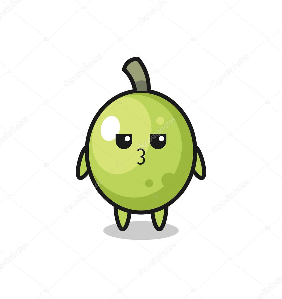 The bored expression of cute olive characters , cute style design for t shirt, sticker, logo element