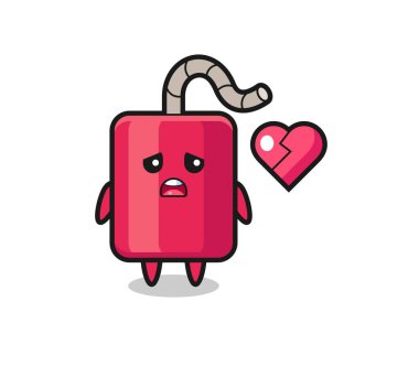 Dinamit karikatür çizimi kırık kalptir, tişört, çıkartma, logo elementi için şirin bir tasarım.