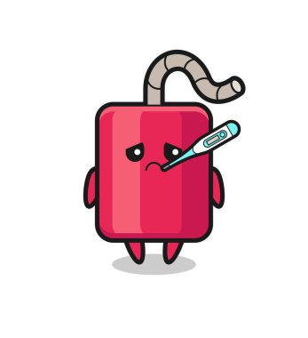 Ateşli dinamit maskotu karakteri, tişört, çıkartma, logo elementi için şirin bir tasarım.