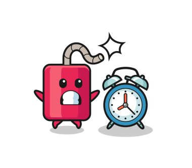 Dinamit çizgi filmi dev bir çalar saat, tişört, çıkartma ve logo elementleri için şirin bir tasarım ile şaşırtılır.