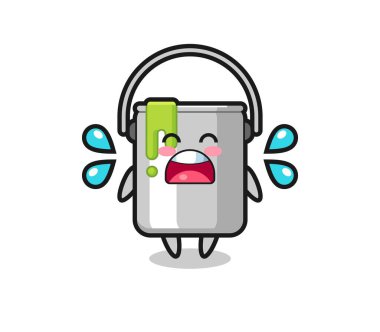 Ağlama jestli boya kutusu çizimi, tişört, çıkartma, logo elementi için şirin tasarım.