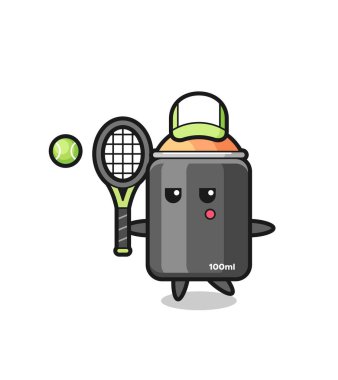 Tenisçi olarak sprey boyanın çizgi film karakteri, tişört, çıkartma, logo elementi için şirin bir tasarım.