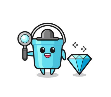 Elmas desenli plastik kova karakteri tasviri. Tişört, çıkartma, logo elementi için şirin bir tasarım.