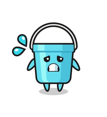 Plastik kova maskot karakteri korkmuş bir jest, tişört, çıkartma, logo elementi için şirin bir tasarım