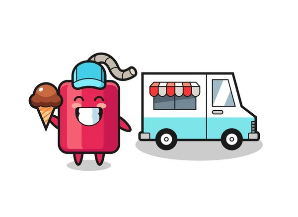 Mascot Cartoon Dynamite Ice Cream Truck Cute Style Design Shirt — Stock Vector