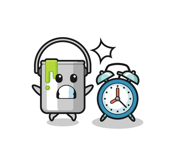 Cartoon Illustration Paint Tin Surprised Giant Alarm Clock Cute Style — Stockový vektor