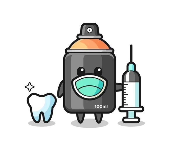Mascot Character Spray Paint Dentist Cute Style Design Shirt Sticker — Stock Vector