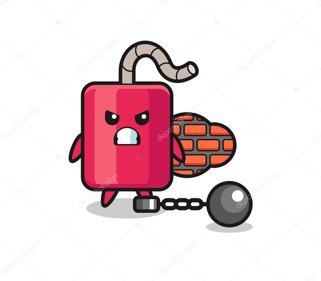 Character mascot of dynamite as a prisoner , cute style design for t shirt, sticker, logo element