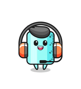 Yöneticinin müşteri hizmetleri olarak çizgi film maskotu tişört, etiket ve logo elementleri için şirin bir tasarım.