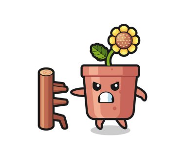 Karate dövüşçüsü olarak ayçiçeği kabuğu çizimi tişört, etiket, logo elementi için şirin bir tasarım.