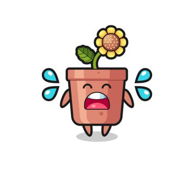 Ayçiçeği kabı çizimi, ağlama hareketi, tişört, çıkartma, logo elementi için şirin bir tasarım.