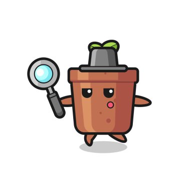 Büyüteçle, tişört, çıkartma, logo elementi için şirin bir tasarım arayışında olan ot karakteri.