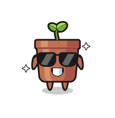 Havalı jestli bitki otunun çizgi film maskotu tişört, çıkartma, logo elementi için şirin bir tasarım.