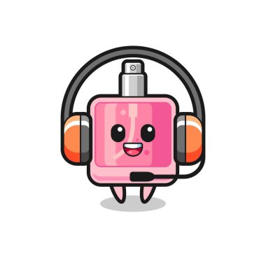 Müşteri hizmetleri olarak parfümün çizgi film maskotu tişört, etiket ve logo elementleri için şirin bir tasarım.