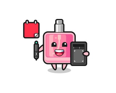 Parfüm maskotunun grafiker olarak tasviri, tişört, çıkartma, logo elementi için şirin tasarım.