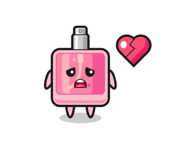 Parfüm karikatürü, kırık kalp, tişört, çıkartma, logo elementi için hoş bir tasarım.