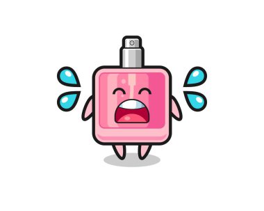 Parfüm karikatürü, ağlama hareketi, tişört, çıkartma, logo elementi için şirin bir tasarım.