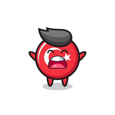 Şirin hindi bayrağı maskotu, esneme ifadesi, tişört, çıkartma, logo elementi için şirin bir tasarım.