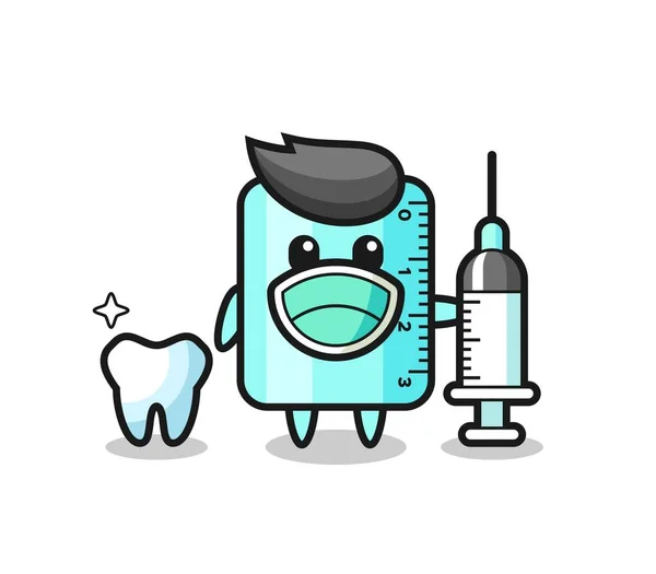 Personaje Mascota Ruller Como Dentista Diseño Estilo Lindo Para Camiseta — Vector de stock