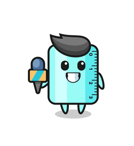 Personaje Mascota Ruller Como Reportero Noticias Lindo Diseño Estilo Para — Vector de stock