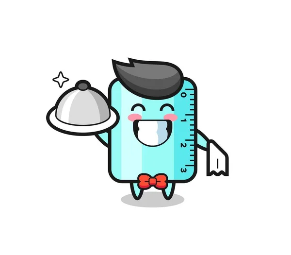 Mascotte Personnage Ruller Tant Que Serveur Design Style Mignon Pour — Image vectorielle