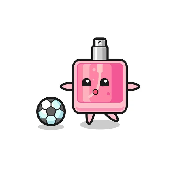 Illustratie Van Parfum Cartoon Het Spelen Van Voetbal Leuke Stijl — Stockvector