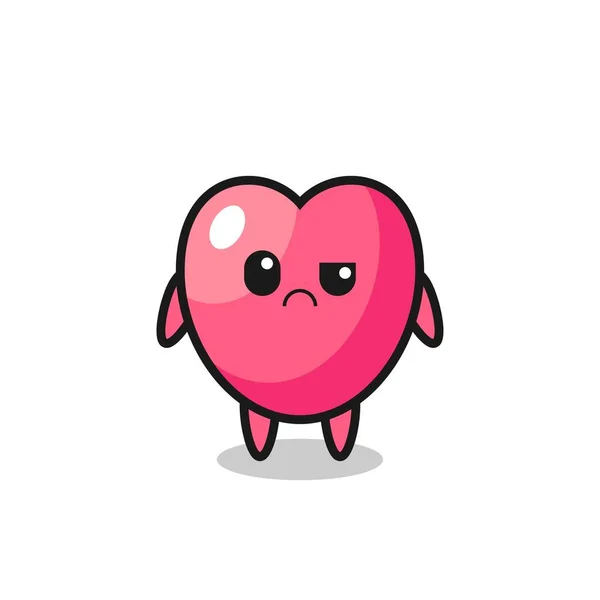 Mascot Heart Symbol Sceptical Face Cute Style Design Shirt Sticker — Stock Vector