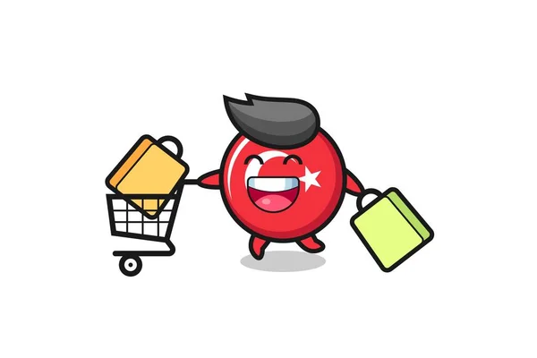 Black Friday Illustration Cute Turkey Flag Badge Mascot Cute Style — Stock Vector