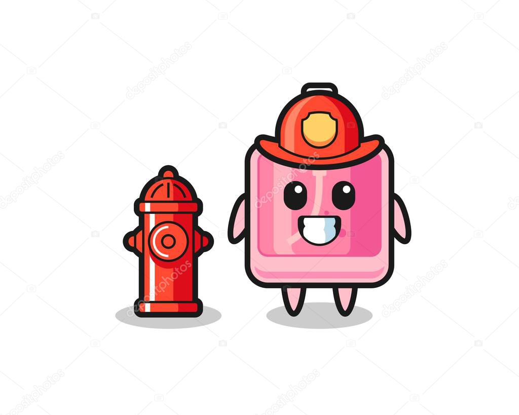 Mascot character of perfume as a firefighter , cute style design for t shirt, sticker, logo element