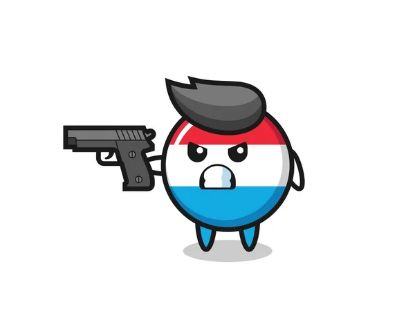 Dessin Mignon Drapeau Luxembourgeois Avec Pistolet Design Mignon Pour Shirt — Image vectorielle