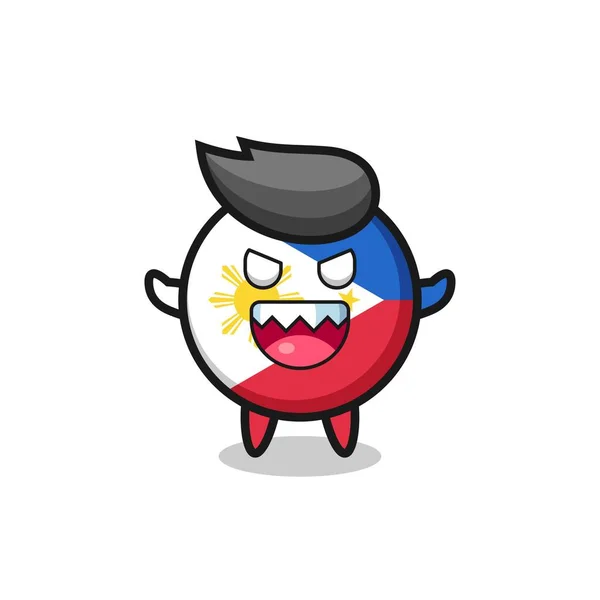 Illust Evil Filipinas Bandeira Crachá Mascote Personagem Design Estilo Bonito — Vetor de Stock