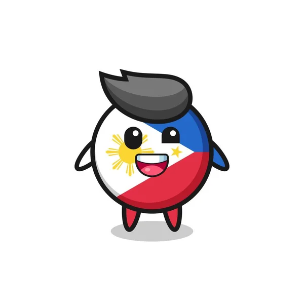 Иллюстрация Символа Флага Филиппин Неловкими Позами Милый Дизайн Стиля Футболки — стоковый вектор