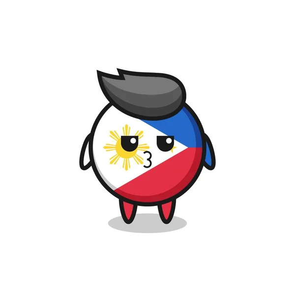 Expression Ennuyeuse Mignons Personnages Drapeau Philippines Conception Style Mignon Pour — Image vectorielle