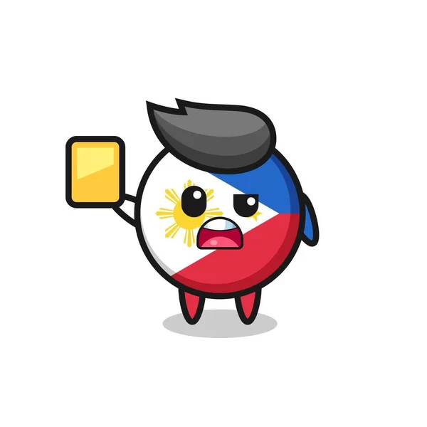 Dessin Animé Philippines Drapeau Badge Personnage Comme Arbitre Football Donnant — Image vectorielle