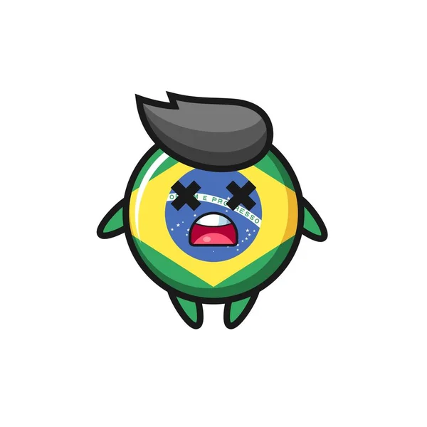 Carácter Muerto Mascota Insignia Bandera Brasil Lindo Diseño Estilo Para — Archivo Imágenes Vectoriales