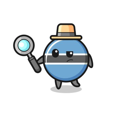 Botswana bayrak rozeti dedektifi bir davayı inceliyor. Tişört, çıkartma, logo elementi için şirin bir tasarım.