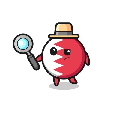 Bahreyn Flag rozet dedektifi bir davayı inceliyor. Tişört, çıkartma, logo elementi için şirin bir tasarım.
