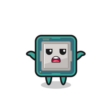 İşlemci maskotu karakteri diyor ki, bilmiyorum, tişört, etiket, logo ögesi için şirin bir tasarım