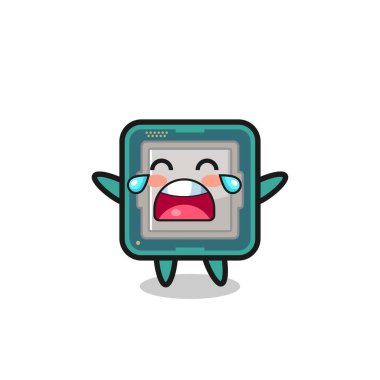 Ağlayan işlemcinin çizimi şirin bebek, tişört, çıkartma, logo elementi için şirin tasarım