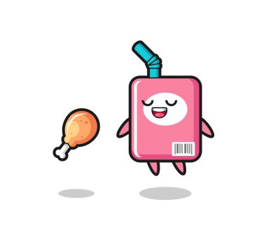 Kızarmış tavuk, tişört, çıkartma, logo elementi için şirin bir tasarım.