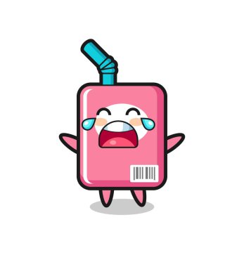 Ağlayan süt kutusunun çizimi şirin bebek, tişört, çıkartma, logo elementi için şirin tasarım