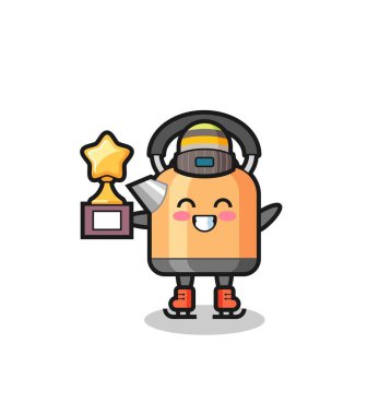 Buz patencisi çizgi filmi. Kazanan kupa, tişört, çıkartma, logo elementi için şirin bir tasarım.