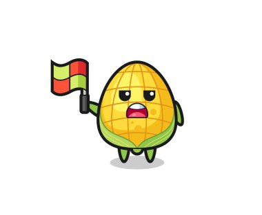 Mısır karakterinin çizgi hakimi olarak bayrağı asması, tişört, çıkartma, logo elementi için şirin bir tasarım