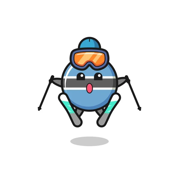 Mascotte Drapeau Botswana Personnage Comme Joueur Ski Design Style Mignon — Image vectorielle