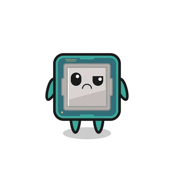 Mascot Processor Sceptical Face Cute Style Design Shirt Sticker Logo — Stock Vector