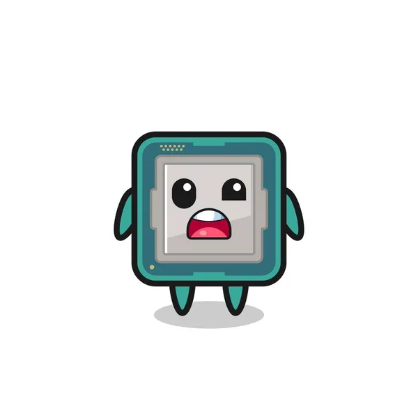 Het Geschokte Gezicht Van Leuke Processor Mascotte Leuke Stijl Ontwerp — Stockvector