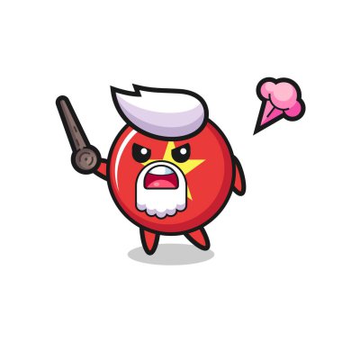 Şirin Vietnam bayrağı rozeti. Dedem sinirlenmeye başladı. Tişört, çıkartma ve logo için şirin bir tasarım yapıyor.