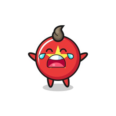 Ağlayan Vietnam bayrağı güzel bebek, tişört, çıkartma, logo elementi için şirin tasarım.
